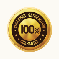 Gold badge graphic showing 100% customer satisfaction guarantee, representing iGlitz Cleaning’s commitment to client happiness in York, PA.